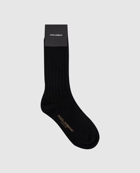 Dolce&Gabbana Черные носки с шерстью в рубчик FXP07TJGMD1