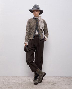 Brunello Cucinelli Коричневый кардиган с мохером, шерстью и кашемиром MBP234906