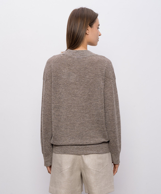 Brunello Cucinelli Коричневий пуловер з льоном M8Q257102 зображення 4