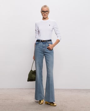 Ami Paris Белый лонгслив с вышивкой эмблемы FTS417724