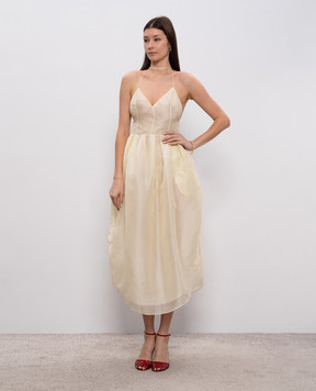 Khaite Жовта сукня міді Colette із шовку 5584382