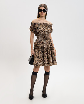 Dolce&Gabbana Коричнева сукня в анімалістичний принт F6A0UTHS5E3