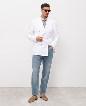 Dolce&Gabbana Білий двобортний піджак з льону G2NW1TGK326