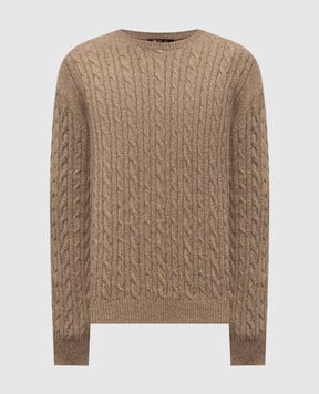 Loro Piana Коричневий светр з кашеміру з фактурним візерунком FAO5736