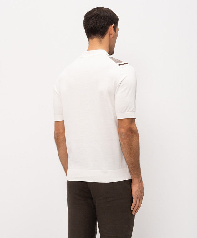 Bilancioni Белое поло с леном в полоску BE26M12PZF9 изображение 4