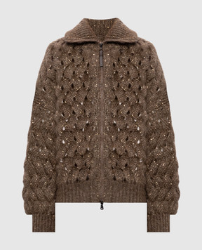 Brunello Cucinelli Коричневый кардиган с шерстью MNT347516