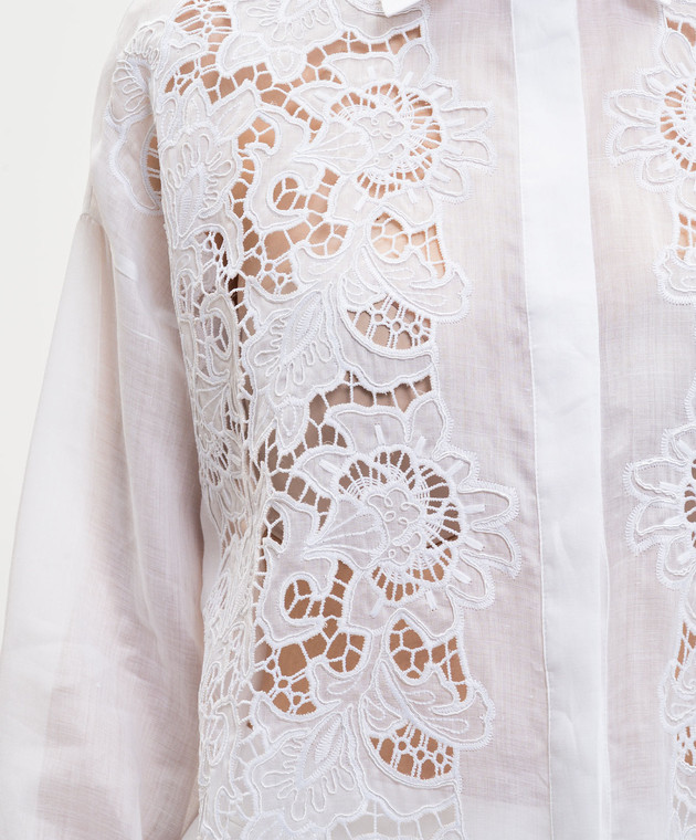 Max Mara Белая рубашка CALI из рамы с вышивкой MSTCALI изображение 5