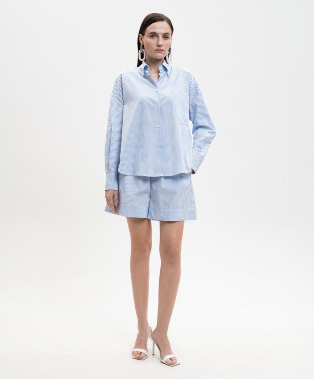 Solotre Голубая рубашка в полоску M1AB0042 изображение 2