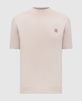 Brunello Cucinelli Бежевая футболка с эмблемой M29800104