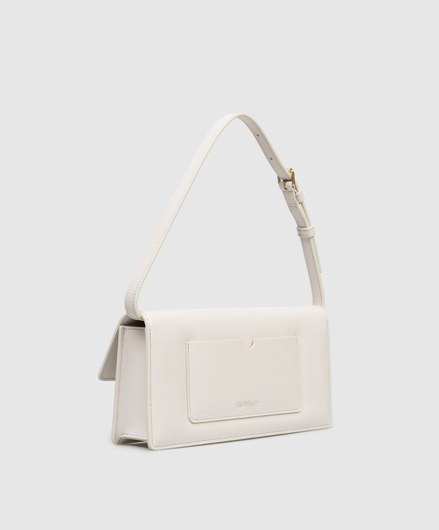Off-White Шкіряна сумка Jitney 1.0 кольору айворі з емблемою Arrow OWNN172C99LEA001 зображення 3