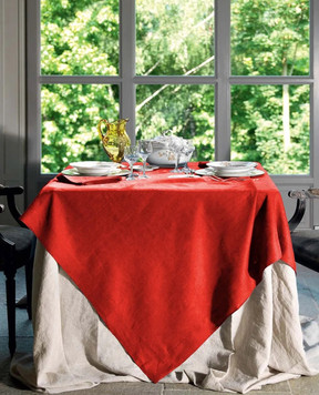 TESSITURA TOSCANA TELERIE Красный набор из скатерти и салфеток TIZIANO из льна NT120024040047