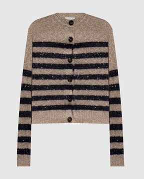 Brunello Cucinelli Бежевий кардиган з вовни і кашеміру MGY563706P