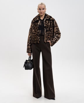 Babe Pay Pls Коричневая укороченная дубленка в анималистичный принт 2505SETA