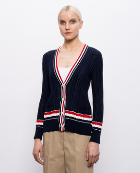 Thom Browne Синий кардиган в узор FKC706AY3014