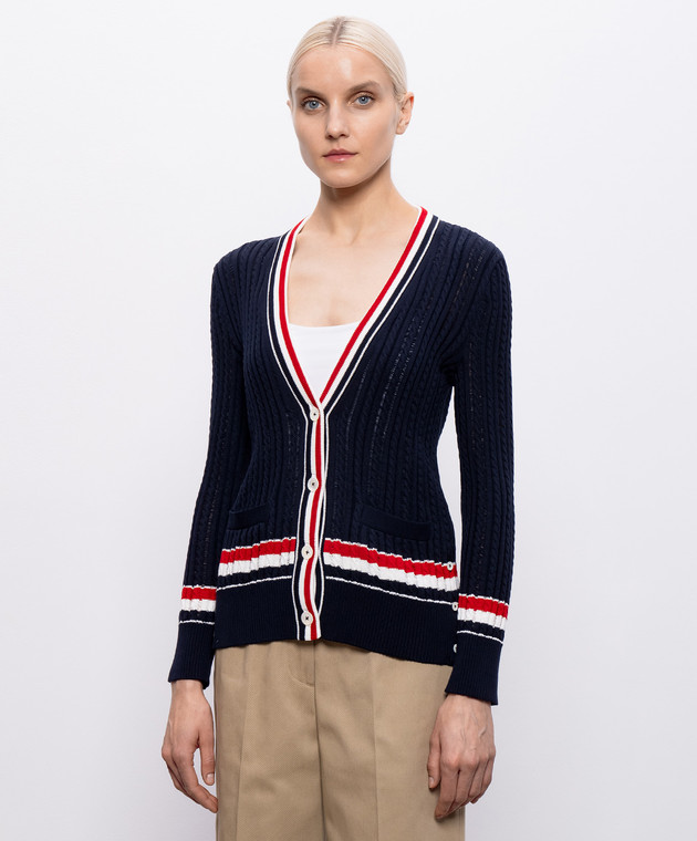 Thom Browne Синій кардиган у візерунок FKC706AY3014 зображення 3