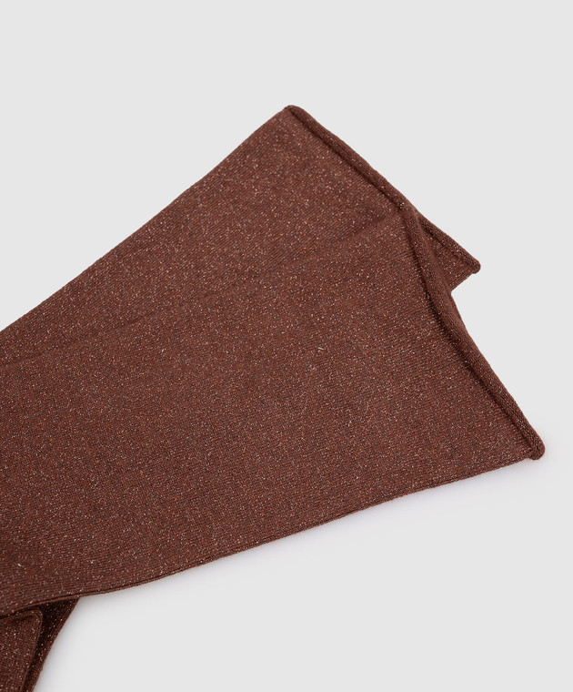 Brunello Cucinelli Коричневі шкарпетки з шовком та кашеміром з люрексом M41945019P зображення 2
