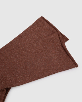 Brunello Cucinelli Коричневые носки с шелком и кашемиром с люрексом M41945019P
