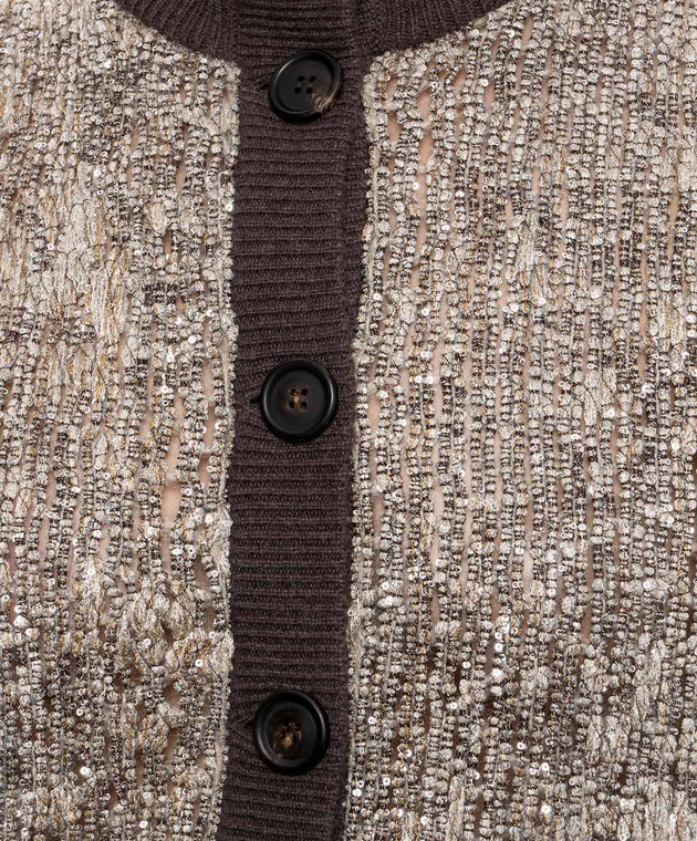 Brunello Cucinelli Бежевий жилет з паєтками та люрексом MRKR12206 зображення 5