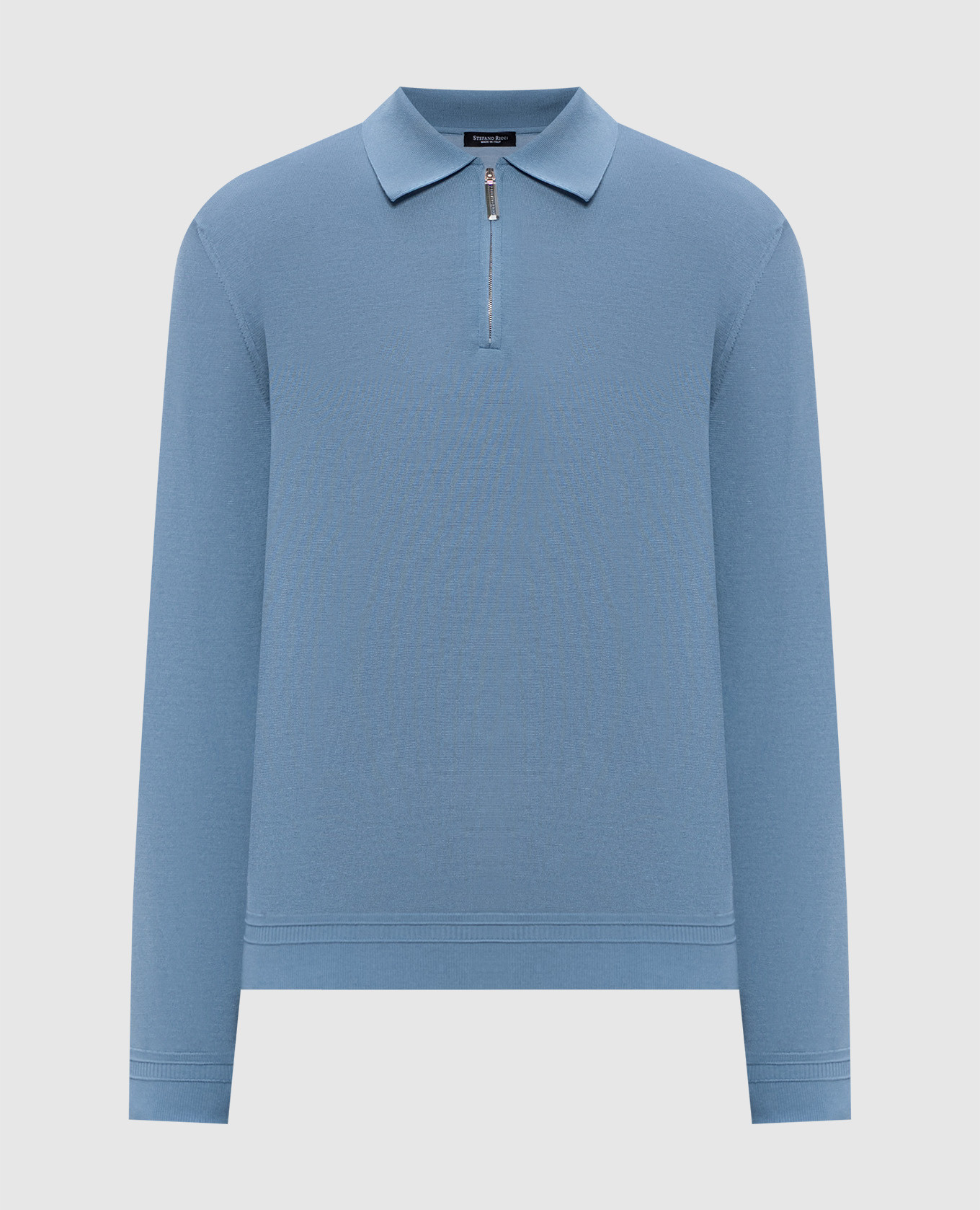 Голубое поло из шелка с монограммой логотипа