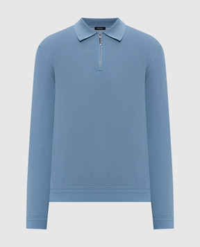 Stefano Ricci Блакитне поло із шовку з монограмою логотипа K616215P30F26101