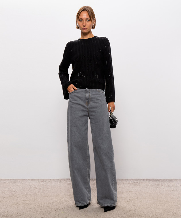 Twinset Черный свитер с шерстью с кристаллами 262TT3150 изображение 2
