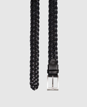 Cashmere&Whiskey Синій шкіряний плетений ремінь BRAID