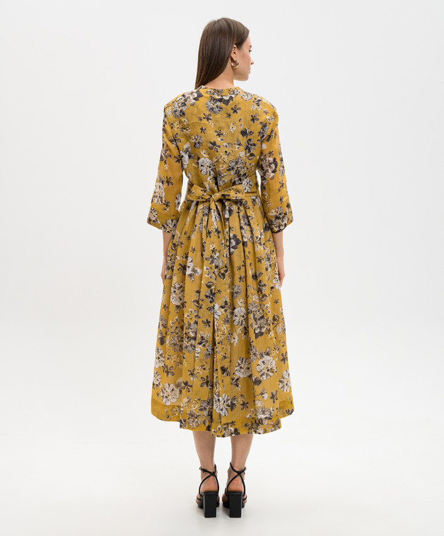 Max Mara Желтое платье с рамой в цветочный принт SMMESTREMO изображение 4