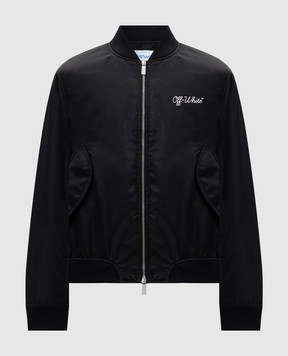 Off-White Чорний бомбер з логотипом 44MEH05EC9F002