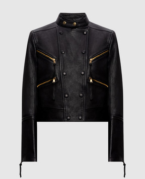 Balmain Чорна шкіряна куртка HF1TD250LE37