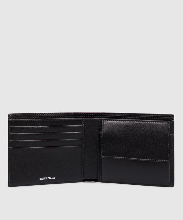 Balenciaga Черный кожаный портмоне Credit Square Folded 8119102ABV0 изображение 3