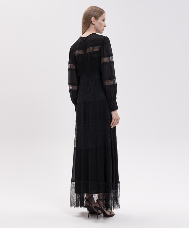Twinset Черное платье макси с кружевом 262TT2630 изображение 3