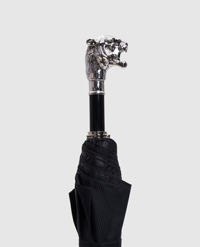 Pasotti Черный складной зонтик Silver Tiger OMITUO64SRASO67681