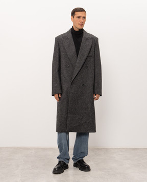 JW Anderson Серое двубортное пальто Crombie из шерсти CO0354PG1872