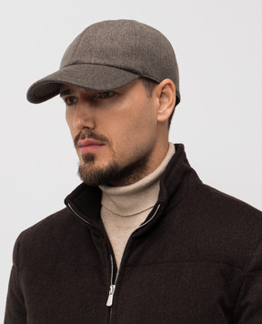 Enrico Mandelli Коричнева кепка з кашеміру CAP4014816