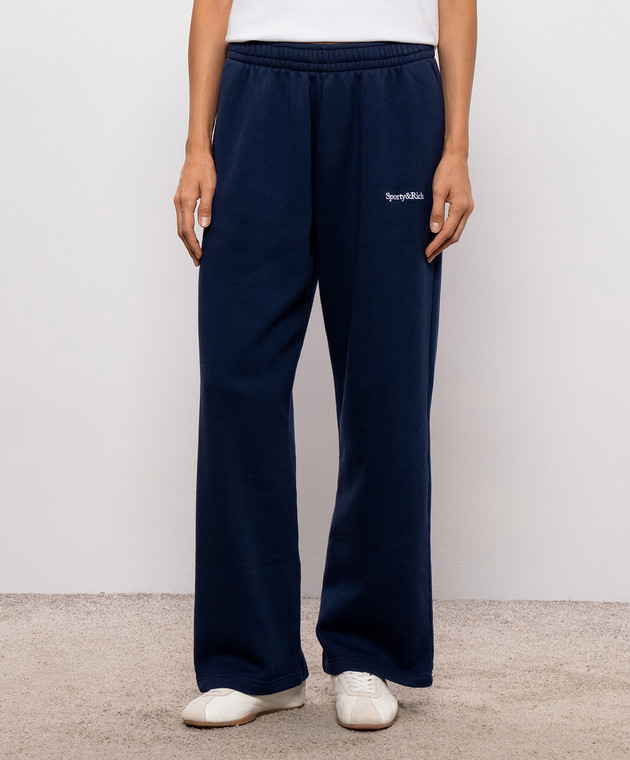 Sporty & Rich Синие спортивные брюки с вышивкой логотипа PA08884300BL106w изображение 3