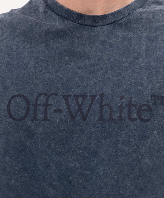 Off-White Голубая майка с принтом логотипа 44MAC02FS26J001 изображение 4