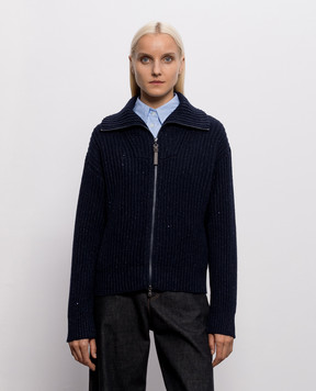 Brunello Cucinelli Синій кардиган з кашеміру та шовку MBM753506P
