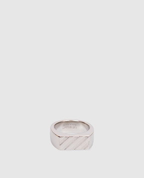 Off-White Срібляста каблучка з емблемою Diag OMOC07NC99MET001