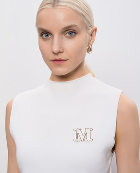 Max Mara Біла брошка у формі монограми MXAEGREGE