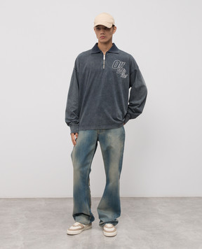 Off-White Синій лонгслів-поло з логотипом 44MAD00NF5F004