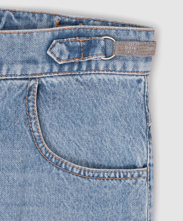 Brunello Cucinelli Детские синие джинсы с цепочкой мониль BH188P606B изображение 3