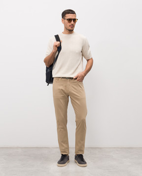 ISAIA Біла футболка з льону та шовку MG8362Y0508