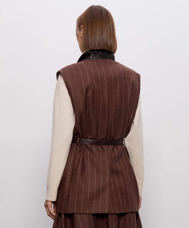 Brunello Cucinelli Коричневый жилет из шерсти в полоску MG5547258P изображение 4
