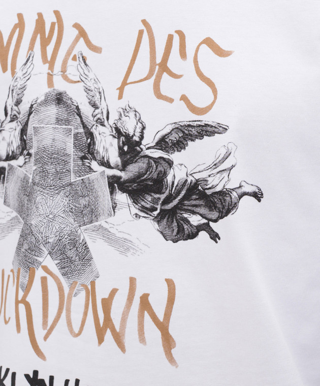 Comme des Fuckdown Біла футболка з брендовим принтом FMS6CFABM01939 зображення 5