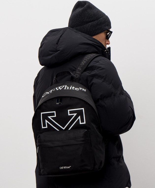 Off-White Чорний рюкзак з принтом OWMNB02F26FB01 зображення 2