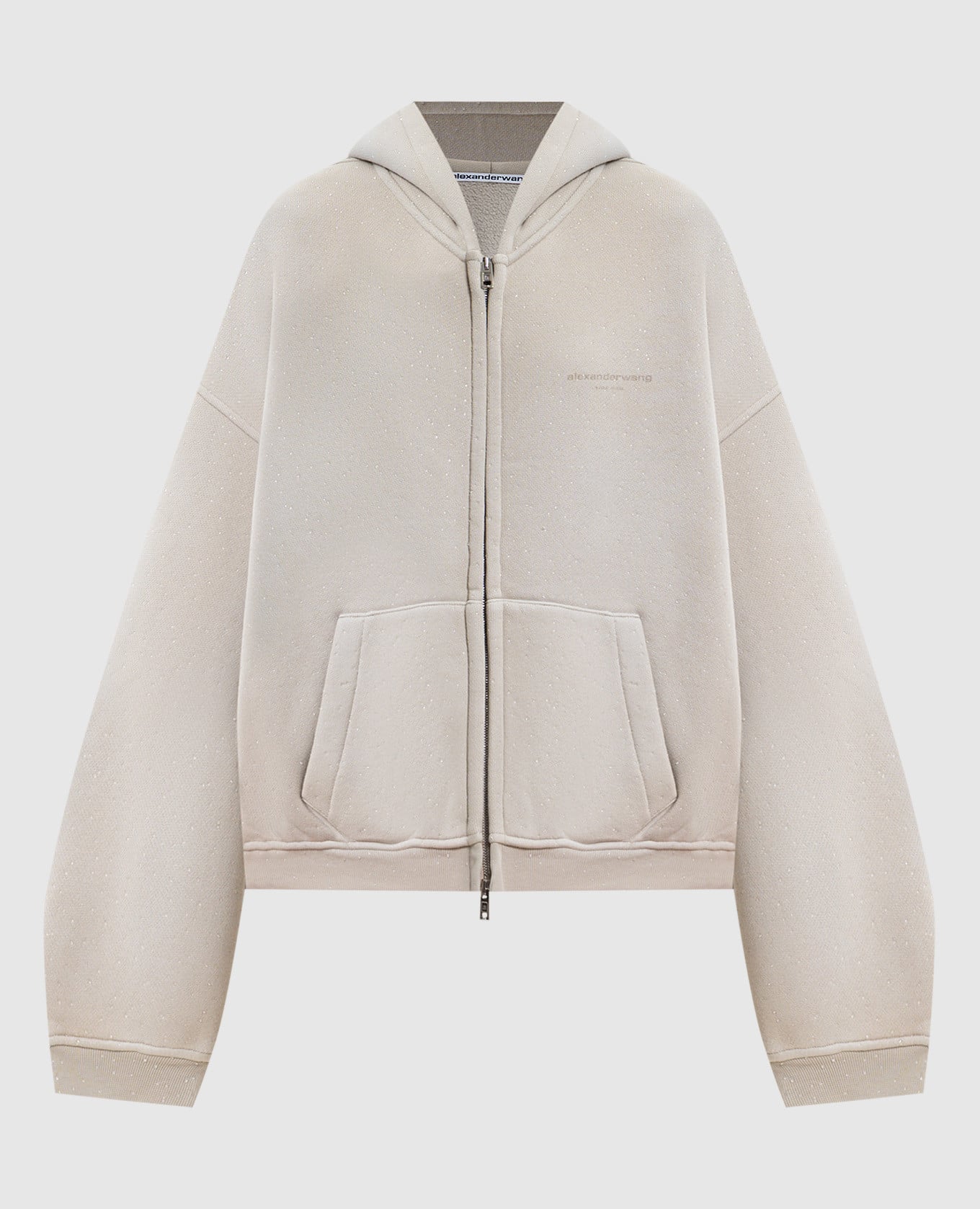 Бежева утеплена спортивна куртка з логотипом