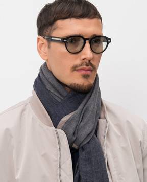 Brunello Cucinelli Синий шарф с кашемиром и шелком MSC606AV