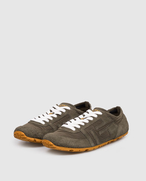 Balmain Комбинированные кроссовки Racer 45 цвета хаки GM0VI408TRNC