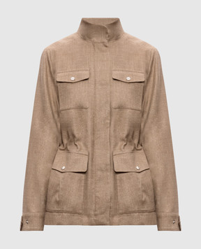 Herno Коричневая куртка из шерсти, шелка и льна с люрексом FI000012D33489