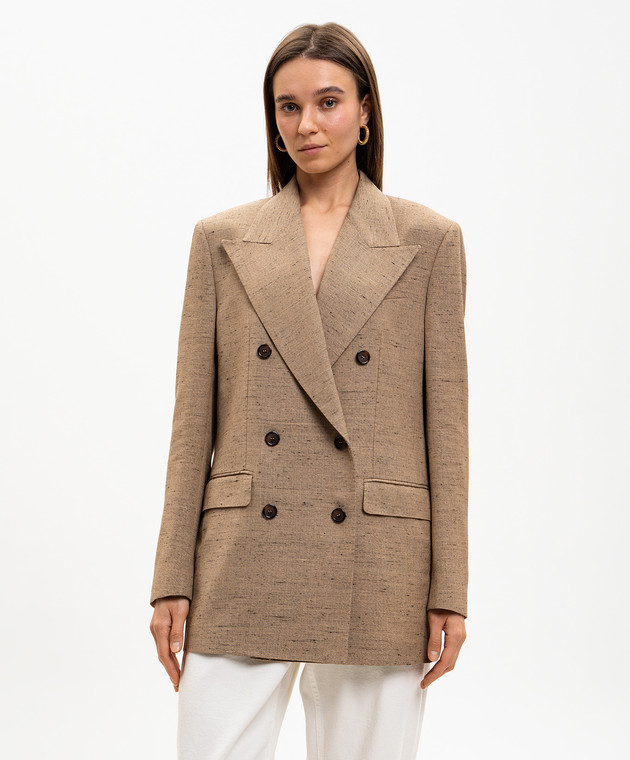 Dolce&Gabbana Коричневий двобортний жакет F29YFTHUMWC зображення 2